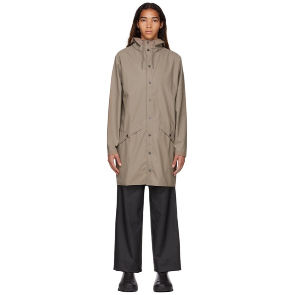 RAINS drip drip drip Taupe Polyester Coat - size XS/S